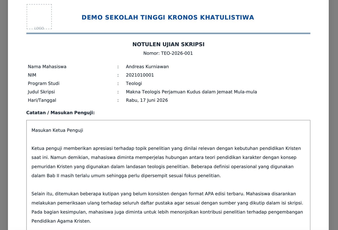 Notulen sidang KRONOS